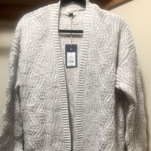 Ice Gray Open Knit Cardigan